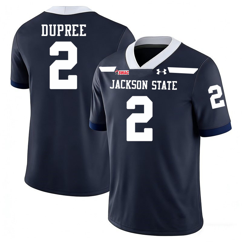 Jackson State Tigers #2 Ja'Naylon Dupree College Football Jerseys,Uniforms-Navy